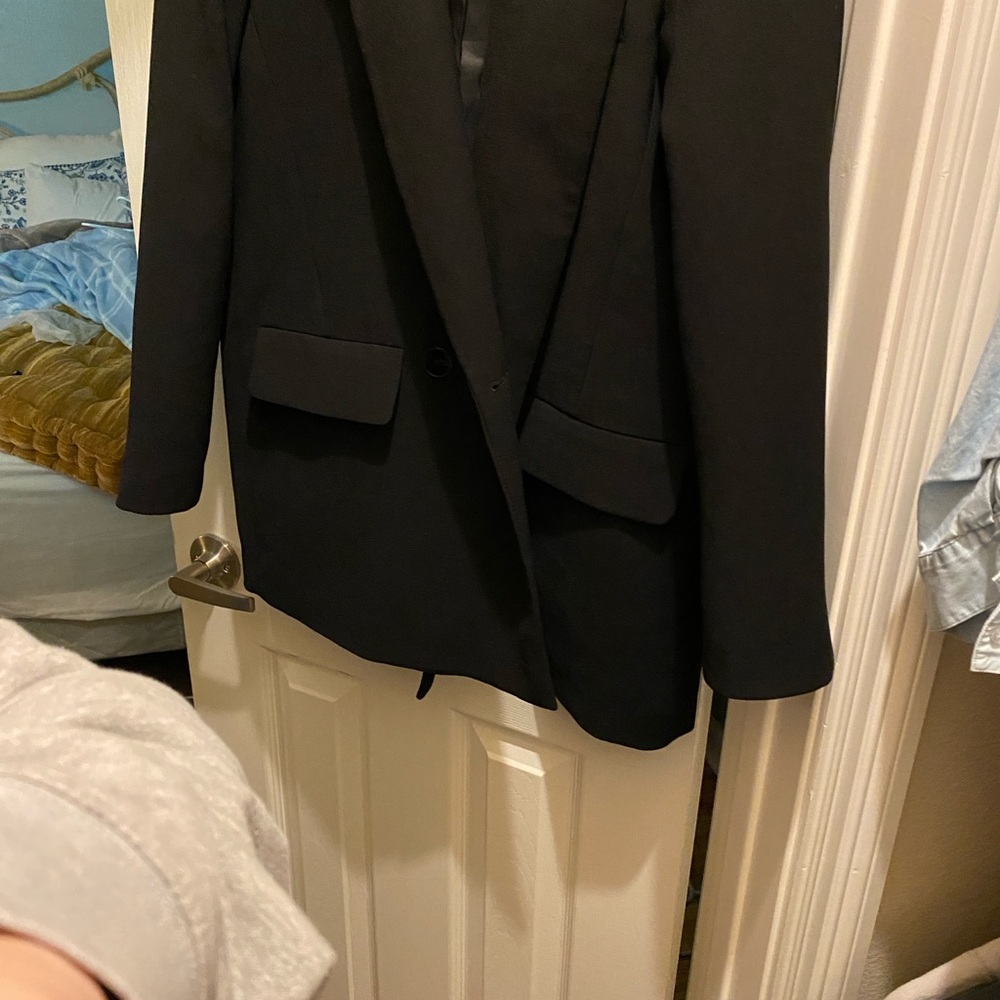 Zara Basic Black Oversized Blazer - Size Large - image 6